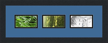 ArtToFrames Collage Photo Frame Double Mat with 3 - 3x5 Openings and Satin Black Frame - color: Liberty Blue, size: 3 - 3x5