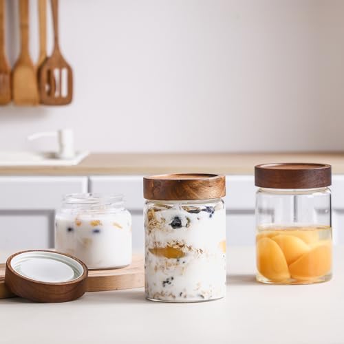 15 Oz Mason Glass Jars with Screw Top Lids 4 Pack | 3.44 MM Thick Glass Containers for Kitchen Storage with Screw Top LIds