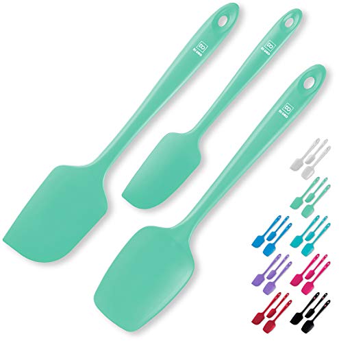 DI ORO Silicone Spatula Set - 600F Heat Resistant, 3-Pc Mint | Rubber scraper won't scratch nonstick pans; For baking, cooking, mixing, and frosting; BPA-free and dishwasher safe - color: Mint