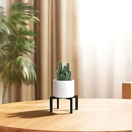 2-Pack Mini Plant Stand, Modern Cross Shape, Black | Small Metal Holder For Desktop, Fits 2-6.5 Inch Pots, Perfect For Succulents & Cactus, Easy Assembly, Pots Not Included - size: 2 Pack - Mini