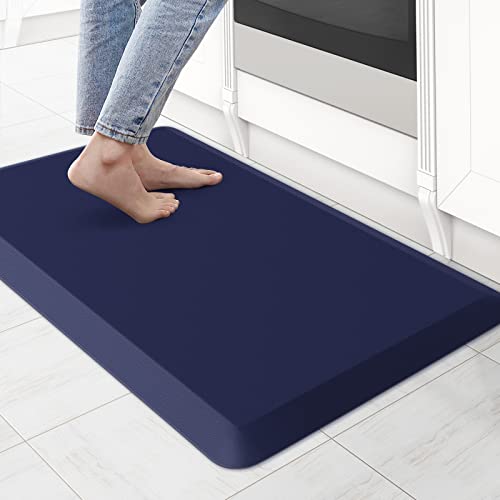 0.8" Thick Kitchen Mat Cushioned Anti Fatigue Rug Comfort Floor Mats | Water-Resistant, Non-Slip, Easy to Clean Comfort Floor Mat for Kitchen, Sink & Office, Multiple Colors & Sizes, 17.3"x28" - color: Blue, size: 28"L x 17.3"W x 0.8"Th