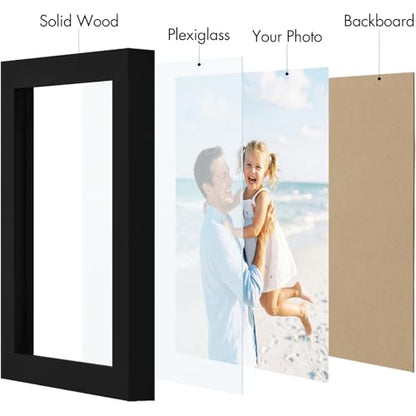 Vittanly Solid Wood 5x7 Picture Frames Set of 4, Black | 5x7 picture frame, Gallery Wall Frame Set, 5 x 7 Frame for Wall & Tabletop Display, Family, Pet, Christmas - color: Black, size: 5x7
