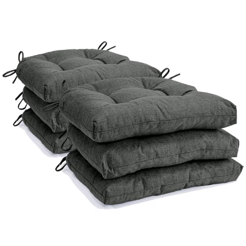 Chair Cushions for Dining Chairs Set of 6, Kitchen Chair Pads | Non Slip Chair Cushions with Ties, Tufted Memory Foam Seat Chair Pads, Dark Gray - color: Dark Gray, size: Pack of 6
