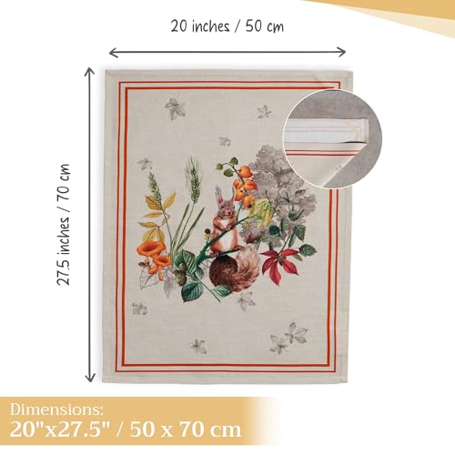 Maison d' Hermine Kitchen Towels Set of 3 Reusable 100% Cotton 27.50" x 20" | Cloth Tea Dish Towels Absorbent with Hanging Loop for Kitchen Dining Party Hotel Home Thanksgiving Christmas - Recolte - color: 036 - Recolte