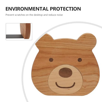 Cabilock 2 Pieces Book Stoppers: Wooden Bear Bookends for Shelves - Metal Base Non-Skid Book Ends for Bookshelf Decoration Home Office School Supplies
