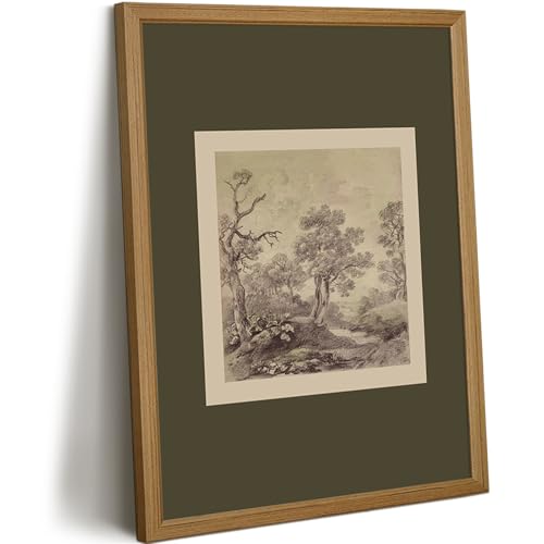 Vintage Landscape Wall Art Green Tree Canvas Wall Decor Botanical Prints Moody Forest Pictures Nature Poster Rustic Farmhouse Painting Vintage Artwork for Bathroom Bedroom 8x10 Inch Framed - color: Green Tree Art, size: 10"L x 8"W