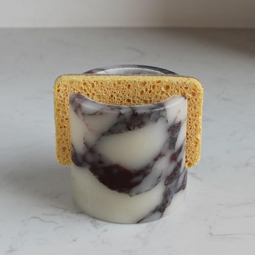 Natural Marble Travertine Sponge Holder for Kitchen Counter, Drying Rack, Sponge Caddy for Sink Organizer - Calacatta Viola Marble - color: Calacatta Viola Marble