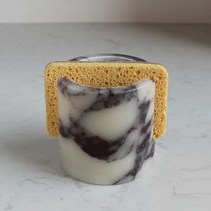 Natural Marble Travertine Sponge Holder for Kitchen Counter, Drying Rack, Sponge Caddy for Sink Organizer - Calacatta Viola Marble - color: Calacatta Viola Marble