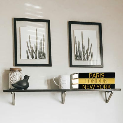 AZEZO Set of 3 Decorative Books for Home Decor – Decorative Hardcover Display Faux Books for Bookshelf and Coffee Table – Black and Gold Foiled – Paris London New York Themed
