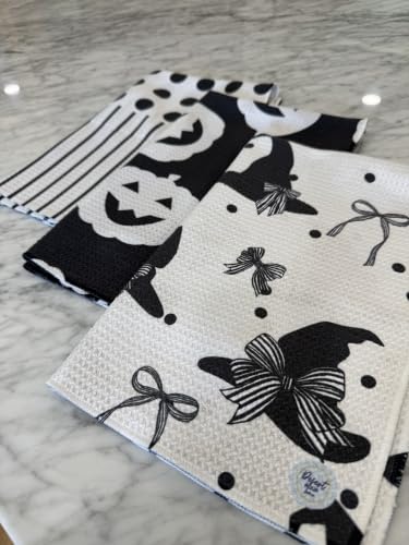 Kitchen Towels, Dish Towels for Kitchen, 3 Pc Kitchen Towel Set | Microfiber Waffle Towels, 16 x 26 inches, with Hanging Loops, Reusable Tea Towels, Cute Kitchen Towels - 3 Pack - color: Neutrals