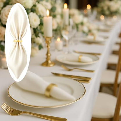 40 Pcs Stainless Steel Napkin Rings - Matt Gold Napkin Holder(Semicircle) | Matt Gold Napkin Holder Buckles for Table Kitchen Dinner Party Wedding Christmas Party - size: 40Pcs Gold