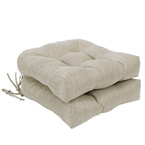 Outdoor Chair Cushions, Outdoor Cushions, Patio Chair Cushions, Indoor Full-Length Ties for Non-Slip Support, Premium Comfortable Thick Fiber, Set of 2 (Beige, 19 x19 Inch) - color: Beige, size: 19" x 19"