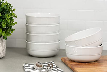Double Line 6.25"/24 oz Cereal Bowl, Set of 6, White - color: White, size: Cereal Bowl