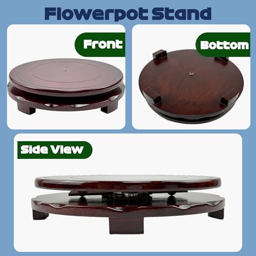 Wood Plant Stand Rotating,Vase Stand,Table Lamp Base,6.6 Inch Small Chinese Oriental Plant Stand,Bonsai Stand,Lamp Riser,Round Display Stand for Fishbowl Flower Pot Indoor