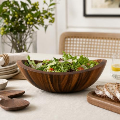 Arthur Court Large Acacia Wood Salad Serving Bowl - Modern Centerpiece for Fruits or Salads - 11 Inch Diameter 4 Inch Tall - size: 11 inches Diameter 4 Tall