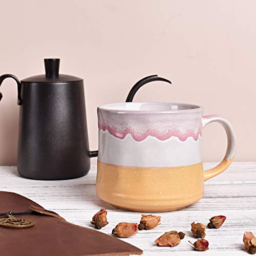 Bosmarlin Large Ceramic Coffee Mug, Big Tea Cup, 7 Colors to Choose, 21 Oz, Dishwasher and Microwave Safe, 1 PCS (Yellow) - color: Yellow