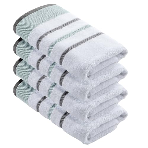 Great Bay Home Decorative Hand Towel Set - Cotton 4 Pack 26x16 Hand Towel Set - Durable Towels for Bathroom Decor (Eucalyptus/Grey). - color: Eucalyptus / Grey, size: Hand Towel (Pack of 4)