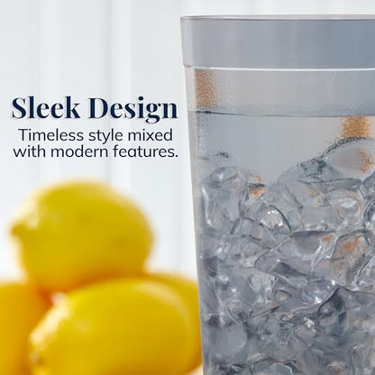 US Acrylic Cafe Plastic Reusable Tumblers (Set of 16) 20-ounce Water Cups in Grey | Value Set of Restaurant Style Drinking Glasses, Stackable, BPA-free, Made in the USA | Top-rack Dishwasher Safe - color: Gray, size: 20 ounces