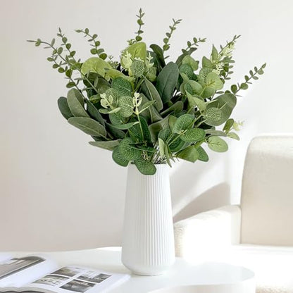 30 Pcs Eucalyptus Stems Bulk, 4 Kinds Mixed Artificial Silver Dollar Eucalyptus Greenery Branches for Wedding Centerpieces, Floral Arrangements, Vase Bouquet Home Decor