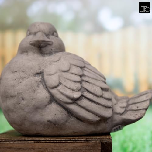 Small Cement Bird Statue, Gray Concrete Finish (8.25 X 5.25 X 6.25 In.) | Decorative Cement Bird Figurine With A Gray Concrete Finish, Ideal For Tables, Patios, Lawns, Yards, And Home Décor. - size: 8.25"x5.25"x6.25"H