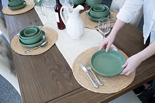 Elanze Designs Bistro Glossy Ceramic 8.5 inch Shallow Pasta Dinner Bowls Set of 4 - Perfect for Everyday uses from Italian Style Pasta to Caesar Salad, and Ramen to Pho, Sage Green - color: Sage Green, style: 8.5 inch Dinner