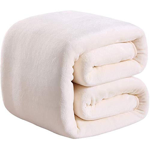 Richave 350GSM Fleece Blankets Twin Size for The Bed Warm Sofa Blanket 66" x 90"(Ivory Twin) - color: Ivory, size: Twin (90-Inch-by-66-Inch)