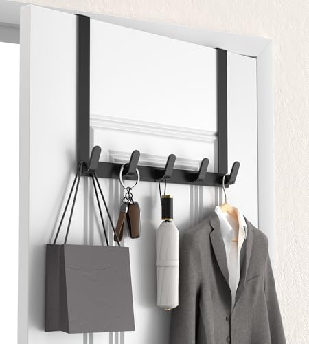 KitchLife Long Over The Door Hooks Hanger with 15.75" Extended Arms, Fits 1 3/4" Doors, L40U - Bathroom Accessories and Towel Rack Organization - 1 Pack, Matte Black - color: Matte Black, size: Fits 1-3/4" Doors with 15.75" Arms-1 Pack