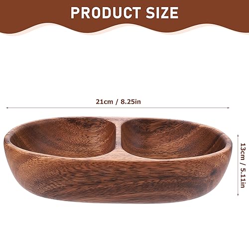 BESPORTBLE Decor snacks storage bowl nut plate wood divided salad bowl wooden fruit bowl food plate candy plate Double compartment bowl salad bowl container fruit dish south america tray