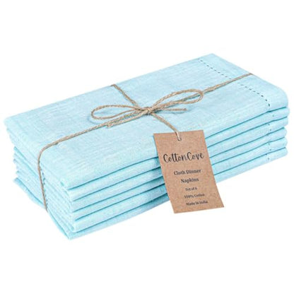 Cloth Dinner Napkins 100% Cotton Set of 6 - Soft Durable Washable - Ideal for Farmhouse Parties Wedding Christmas Easter - Perfect Everyday Use Table Cloth Napkins 18x18 Light Blue - color: Light Blue