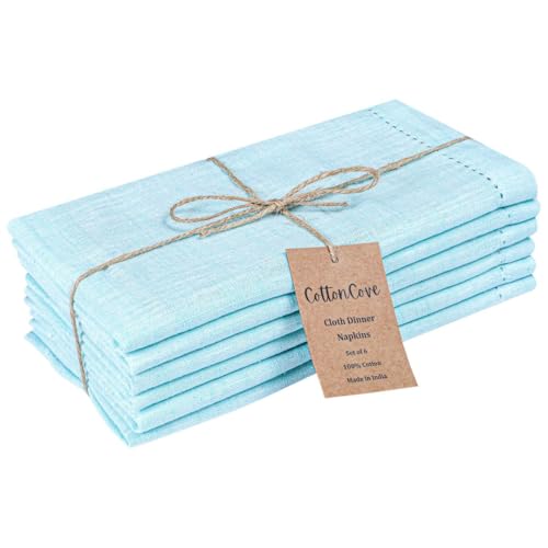 Cloth Dinner Napkins 100% Cotton Set of 6 - Soft Durable Washable - Ideal for Farmhouse Parties Wedding Christmas Easter - Perfect Everyday Use Table Cloth Napkins 18x18 Light Blue - color: Light Blue