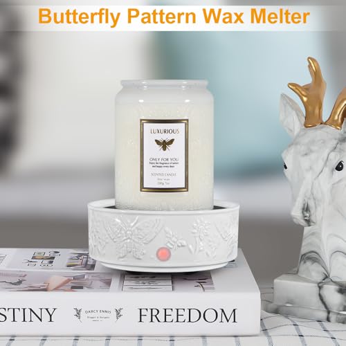 Wax Melt Warmer for Scented Wax Ceramic Wax Warmer Fragrances Candle Oils | Home Fragrance Wax Burner,True White Electric Candle Warmer as Gifts for Mom Women(Butterfly) - color: White Butterfly