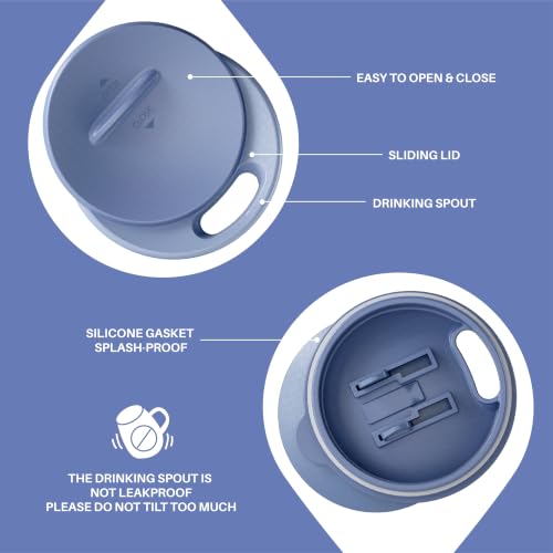 Ideus 16 oz Insulated Coffee Mug with Handle and Lid, Double Wall Stainless Steel Vacuum Thermal Coffee Mug, Travel Coffee Cup Thermal Cup for Home and Office (Ocean Blue 2.0, FUJI DAWN) - color: Ocean Blue 2.0