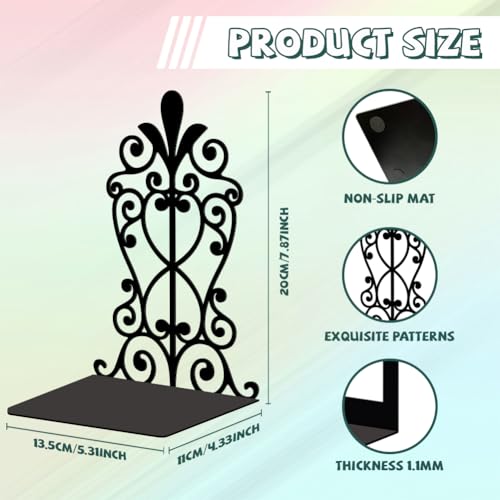 5.3"x4.3"x7.9" Metal Bookends, Heavy Duty Book Ends for Shelves | European style Pattern Theme Cast Iron Book Supports, 1 Pair Decor Stoppers for Desk, Library, Office & Home Shelves - style: European style Pattern