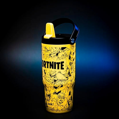 Zak Designs Fortnite Siply 20oz Leak-Proof Flip-Up Straw Insulated Tumbler | BPA Free, Stainless Steel, Handle, Cupholder Friendly, Dishwasher Safe, Kids Water Bottle, Reuseable For School, Home, Travel - color: Fortnite