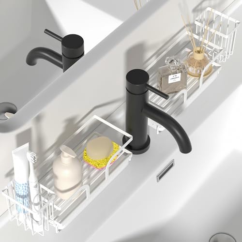 Bathroom Counter Organizer,Perfume Tray,Stone Drying Mat for Kitchen Counter,9.7" x 4.2"x 3.2", Ideal for Bathroom Organizers and Storage, Vanity, Skincare, Present, and More,2PCS White - color: White, size: B 2PCS