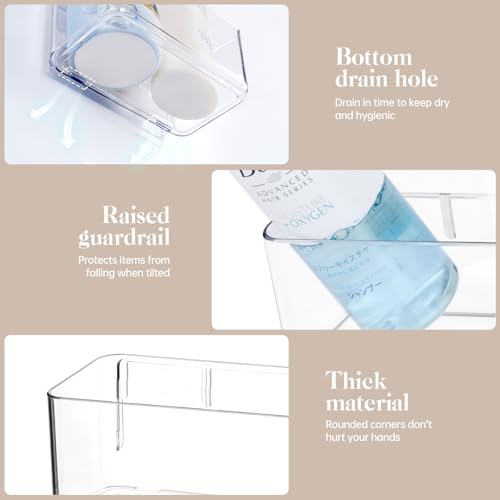 PAVSTINE 2 Pack Clear Shower Shelf, Adhesive Bathroom Shower Shelves | Wall Mounted Bathroom Shower Organizer, No Drill Shower Shelves with Self Adhesive Tape, Transparent - size: Medium-2 Pack