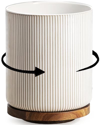 getstar Extra Large Rotating Utensil Holder for Kitchen Counter, 7.9" Ceramic Utensils Crocks Set for Countertop Large & Small Utensil Organizer for Spatula Farmhouse Kitchen Decor - color: Vintage White, size: 7.9"H