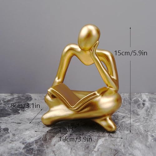 Abstract Reader Figurine Set Human Statue Pumpkin Resin Office Shelf Collectibles Decorations Unique Sculpture Suitable for Anniversaries