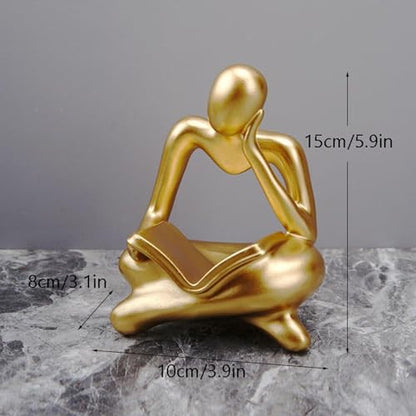 Scroll Wall Art Decor Abstract Metal Resin Thinker Statue Human Figurine Sculpture Decoration Suitable for Bedroom Living Room Office Shelf