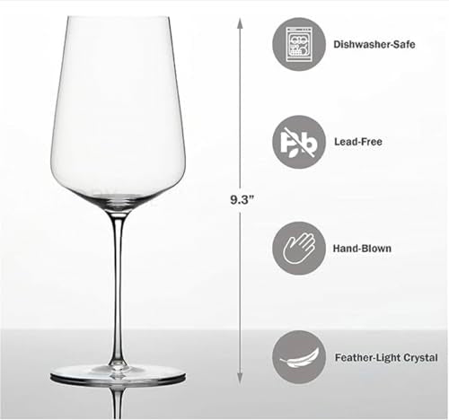 Zalto Universal Wine Glass – Austrian Craftsmanship, Hand-Blown by Master Artisans in Europe – Lead-Free & Dishwasher-Safe Crystal Stemware for Red & White Wines – Wine Gift of 4 Glasses