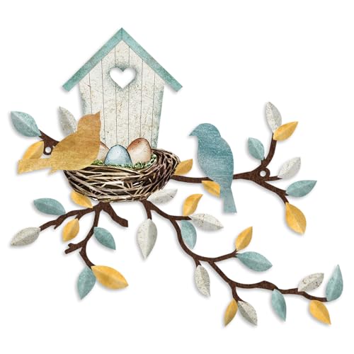 Rustic Metal Wall Decor, Teal Wall Art Birdhouse, Family Decor, Wall Hanging for Living Room, Laundry, Garden, 10.6 x 12 Inches, Teal White - color: Teal White, size: 12"L x 10.6"W