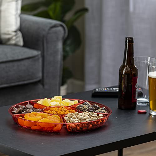Plasticpro 6 Sectional Round Plastic Serving Tray/Platter (4, Red) - color: Red