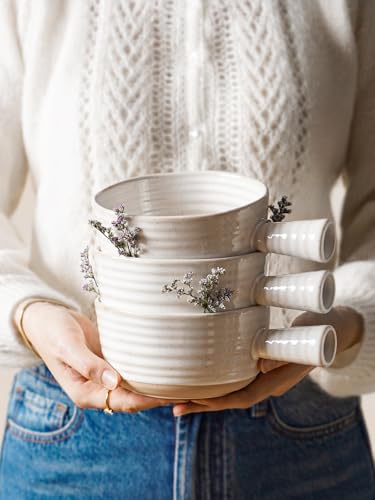 LE TAUCI French Onion Soup Bowls, 18 Ounce Soup Bowls With Handles for Chili, Beef Stew, Onion Soup Crocks Microwave Dishwasher Oven Safe - 5.5 inch, Set of 4, Arctic White - color: Farmhouse