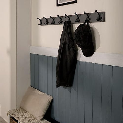 WEBI Rustic Coat Rack Wall Mount,35.43" Long 8 Cast Iron Coat Hooks Wall Mounted,Heavy Duty Wall Coat Hanger Hooks for Hanging Coats,Clothes,Jacket,Gray,2 Packs - color: Gray, size: 35 Inch(2 Packs)