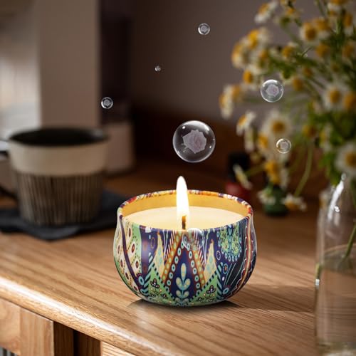 Hausware 3 Pack Scented Candles, 2.5 oz Aromatherapy Candles with Floral Scents,Soy Candles Set with 72H Burning Time,Ideal Gift for Women (Lavender+Vanilla+Rose) - color: Lavender+Vanilla+Rose