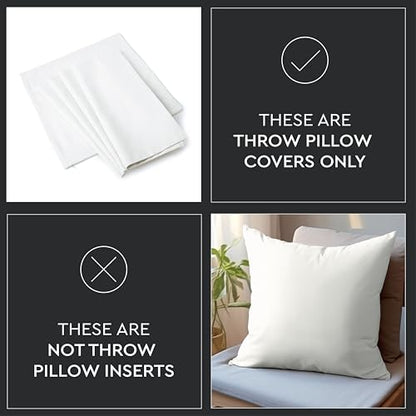 Cotton Canvas Throw Pillow Covers By Encasa Pack of 2 Scotch Blue 12"x12" No Insert with Hidden Zipper | Decorative Cushion Covers for Fall, Halloween, Thanksgiving, Christmas | Durable Cotton Canvas | Concealed Invisible Zipper | Ideal for DIY & Embroide