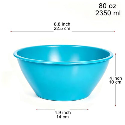 Youngever 5 Pack 80 Ounce Plastic Bowls, Reusable Snack Bowls, Fruit Bowls, Serving Bowls, Lightweight and Durable - color: Teal