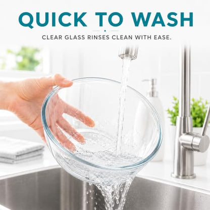 Luvan Glass Mixing Bowls with Lids Set(4.5QT, 2.7QT, 1.1QT)-Large Glass Mixing Bowls, Clear Salad Bowl for Baking, Cooking, Serving, Food Prep, 3PC Nesting Bowls for Kitchen Storage & Dishwasher Safe - color: 3 Pack Clear Blue