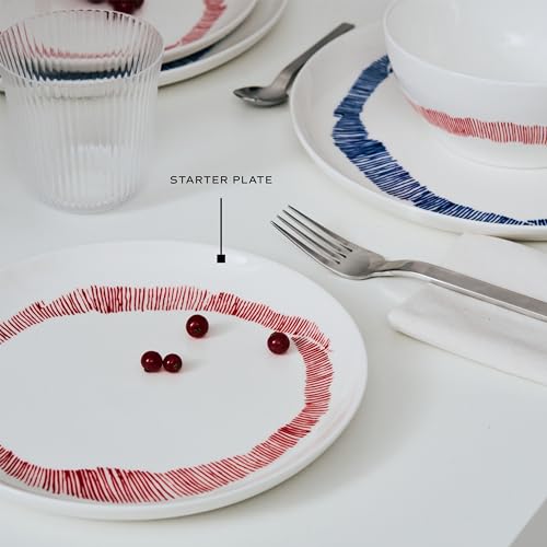 Serax Appetizer Plate | Feast tableware by Ottolenghi | 2 Starter Plates | Stoneware Dinnerware Set in white red | luxury Dishware Set for Dinner at Home, Party, Christmas | Kitchen Sets - size: Starter plate