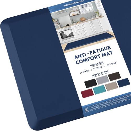 Kitchen Mat Cushioned Anti Fatigue Rug Standing and Comfort Floor Mats | Water-Resistant, Non-Slip, Easy to Clean Comfort Floor Mat for Kitchen, Sink & Office, Multiple Colors & Sizes, 17.3"x60" - color: Blue, size: 60"L x 17.3"W x 0.5"Th